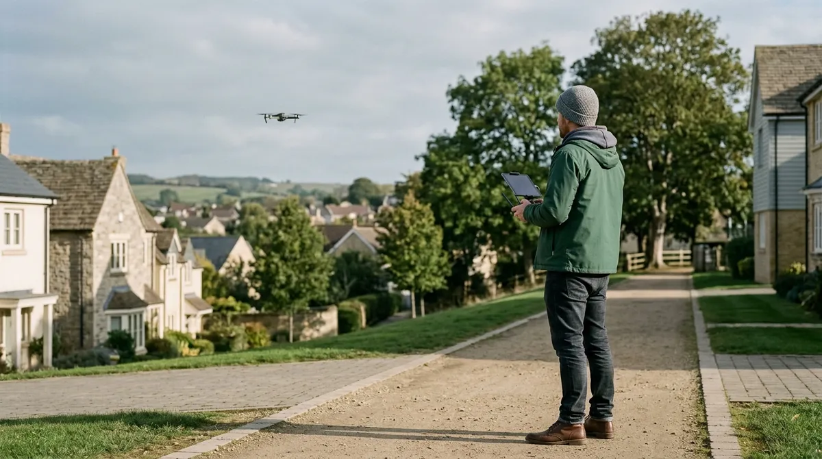 Vidéaste pilotant un drone